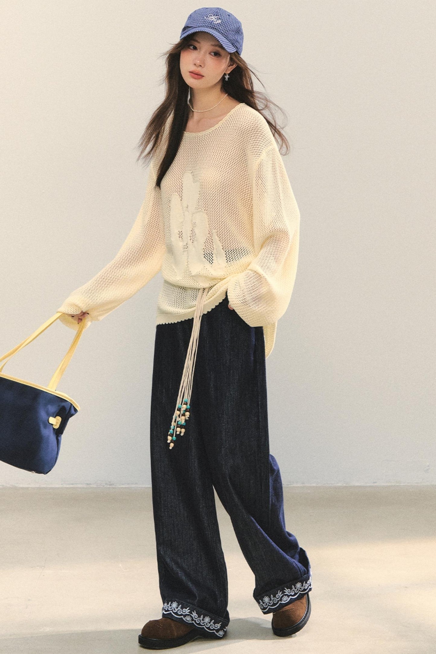 Floral Cutout Long Sleeve Top