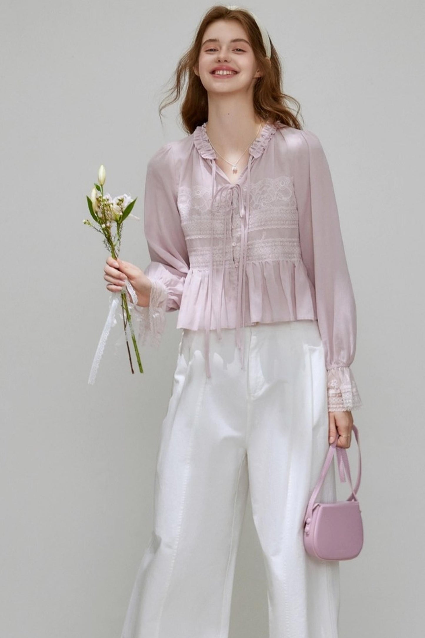 Autumn V-Neck Tencel Shirt