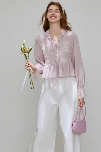 Autumn V-Neck Tencel Shirt