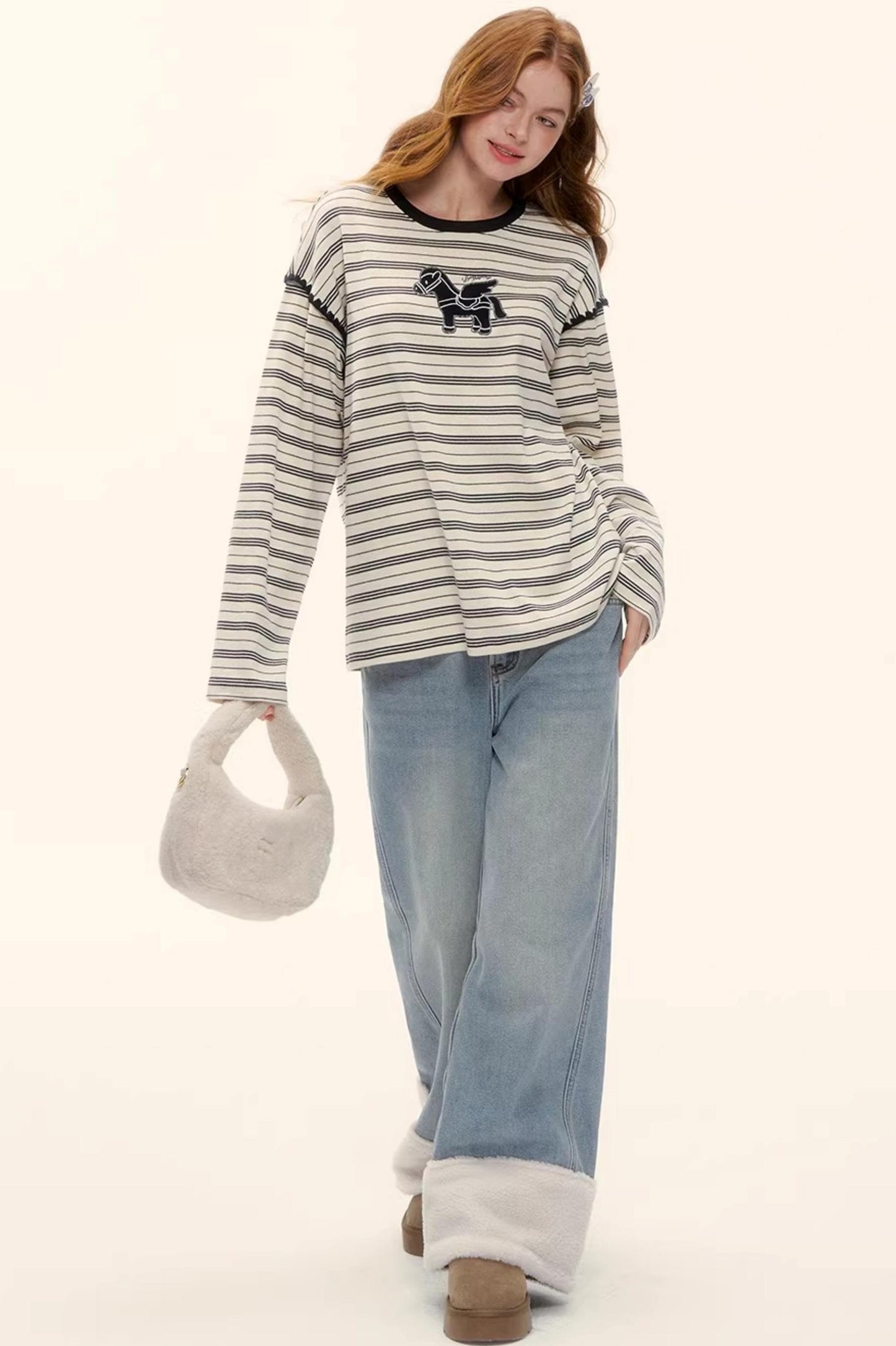 Striped Color-Blocked Crew Sweater