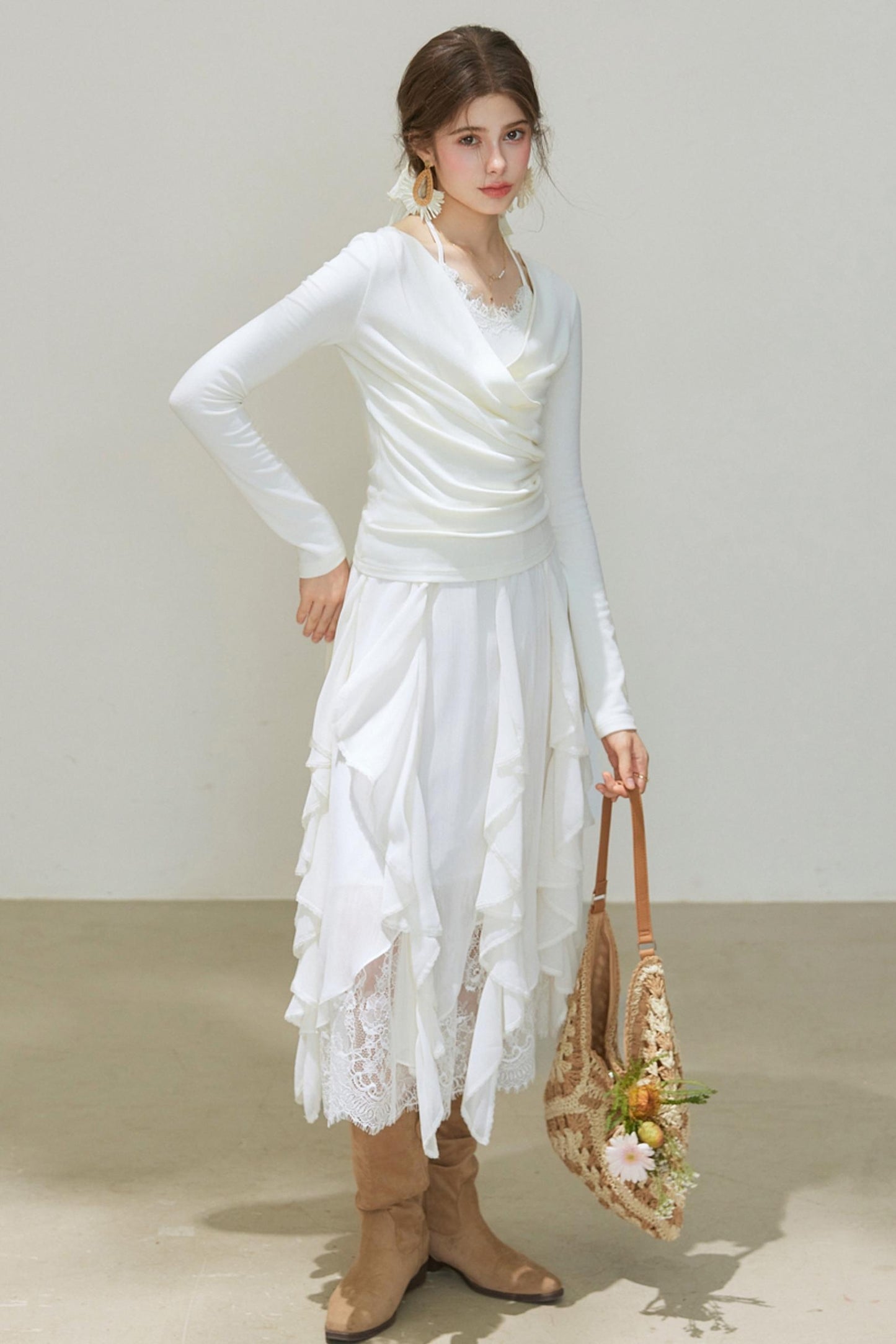 White Wool Blend Top