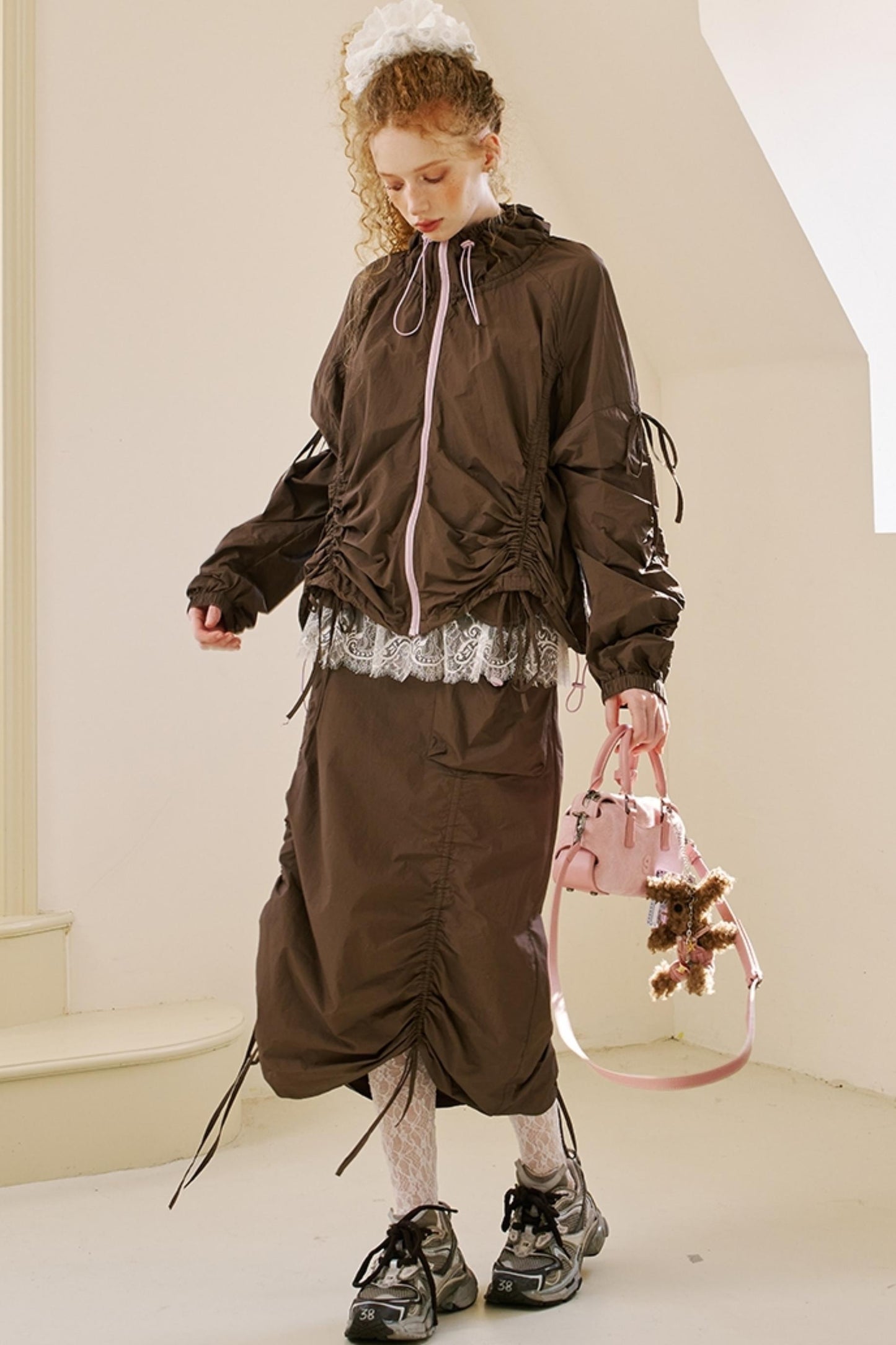 Versatile Color-Block Jacket Skirt Set-Up