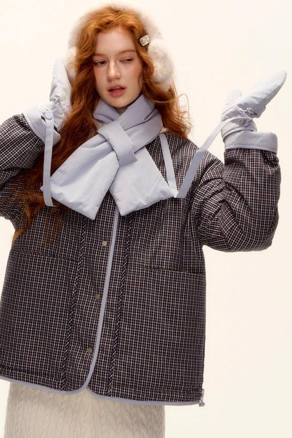 Milk Blue Plaid Cotton Jacket Set