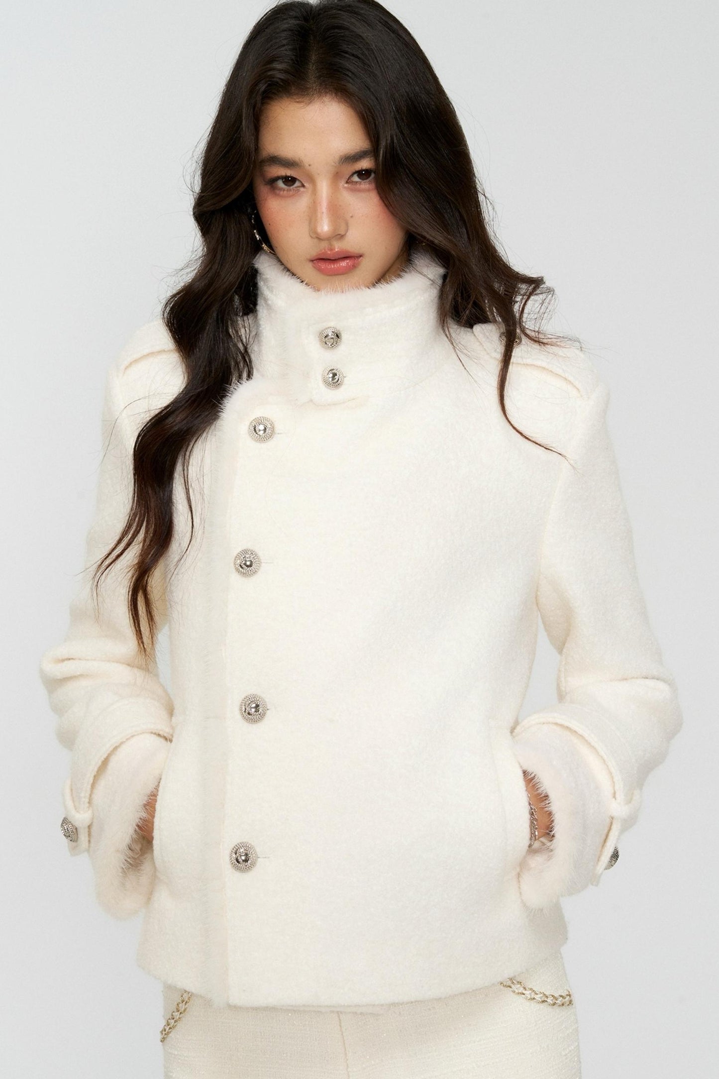 Exquisite Woolen Cropped Jacket Set-Up