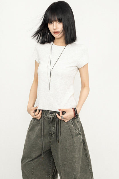 Retro Square Shoulder Slim Fit Tee