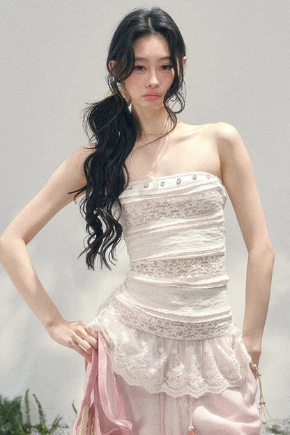 Hazy Muse Lace Tube Top