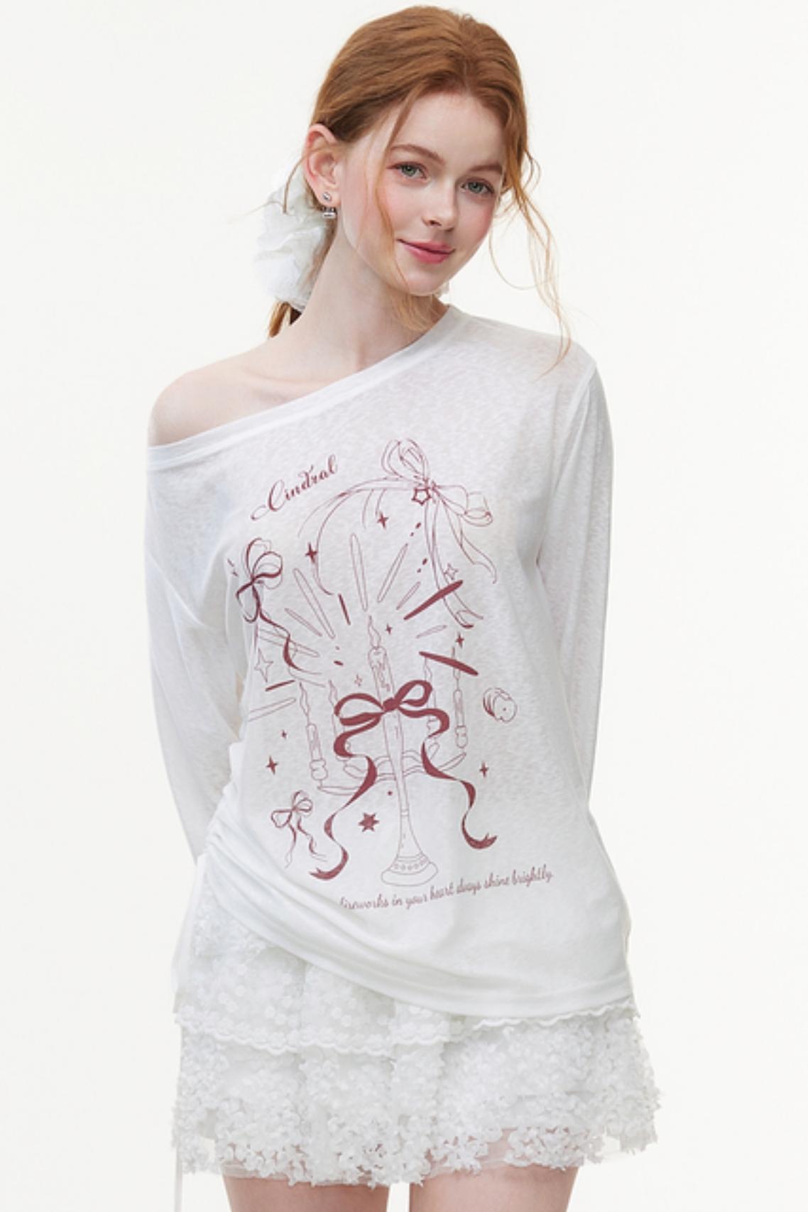 Casual Knit Fabric Graphic T-Shirt