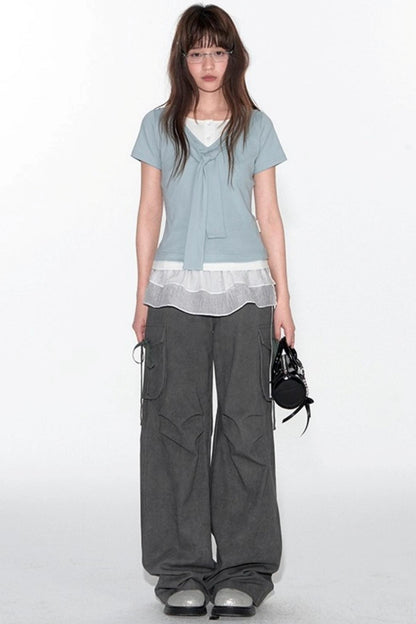 Detachable Lace Stitched Tank Top