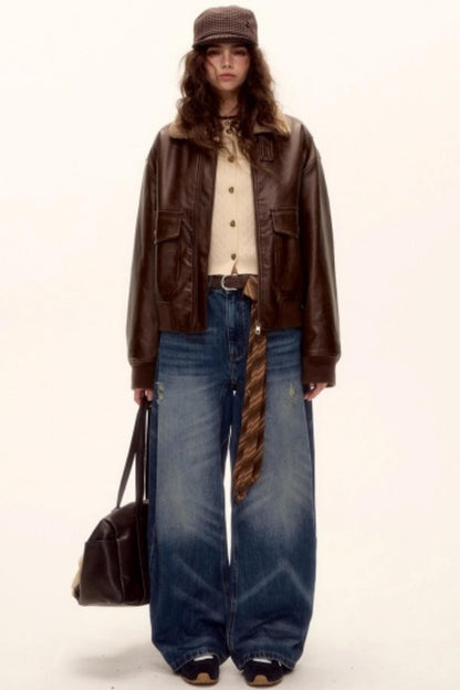 Retro Washed Denim Pants