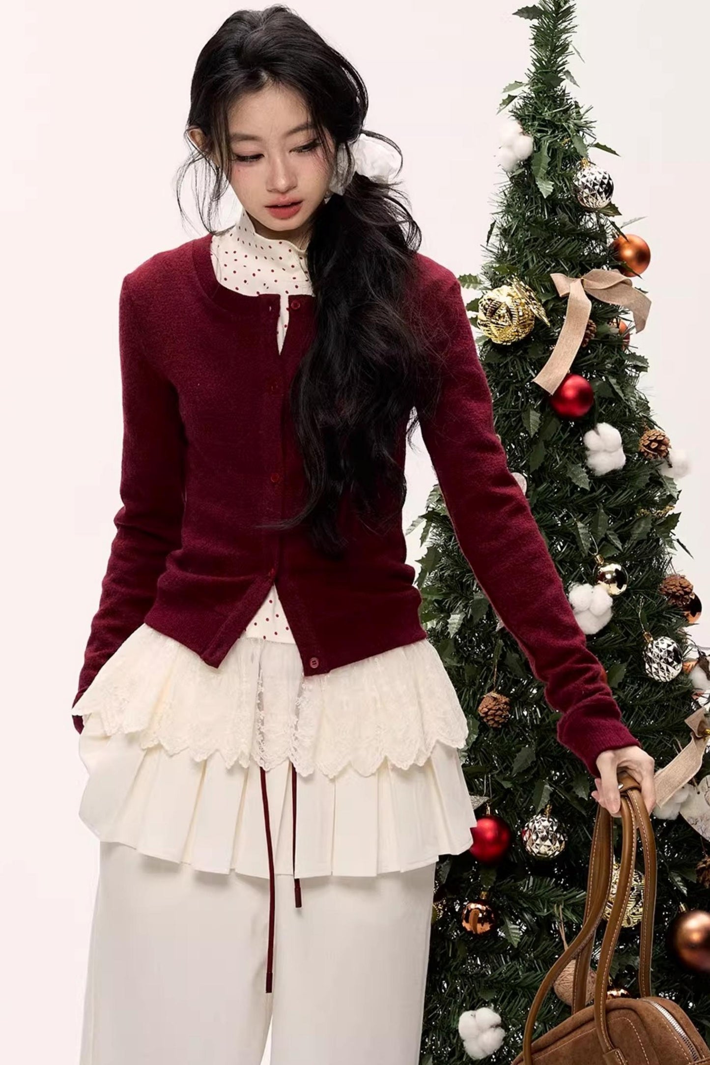 Warm Red Knit Cardigan