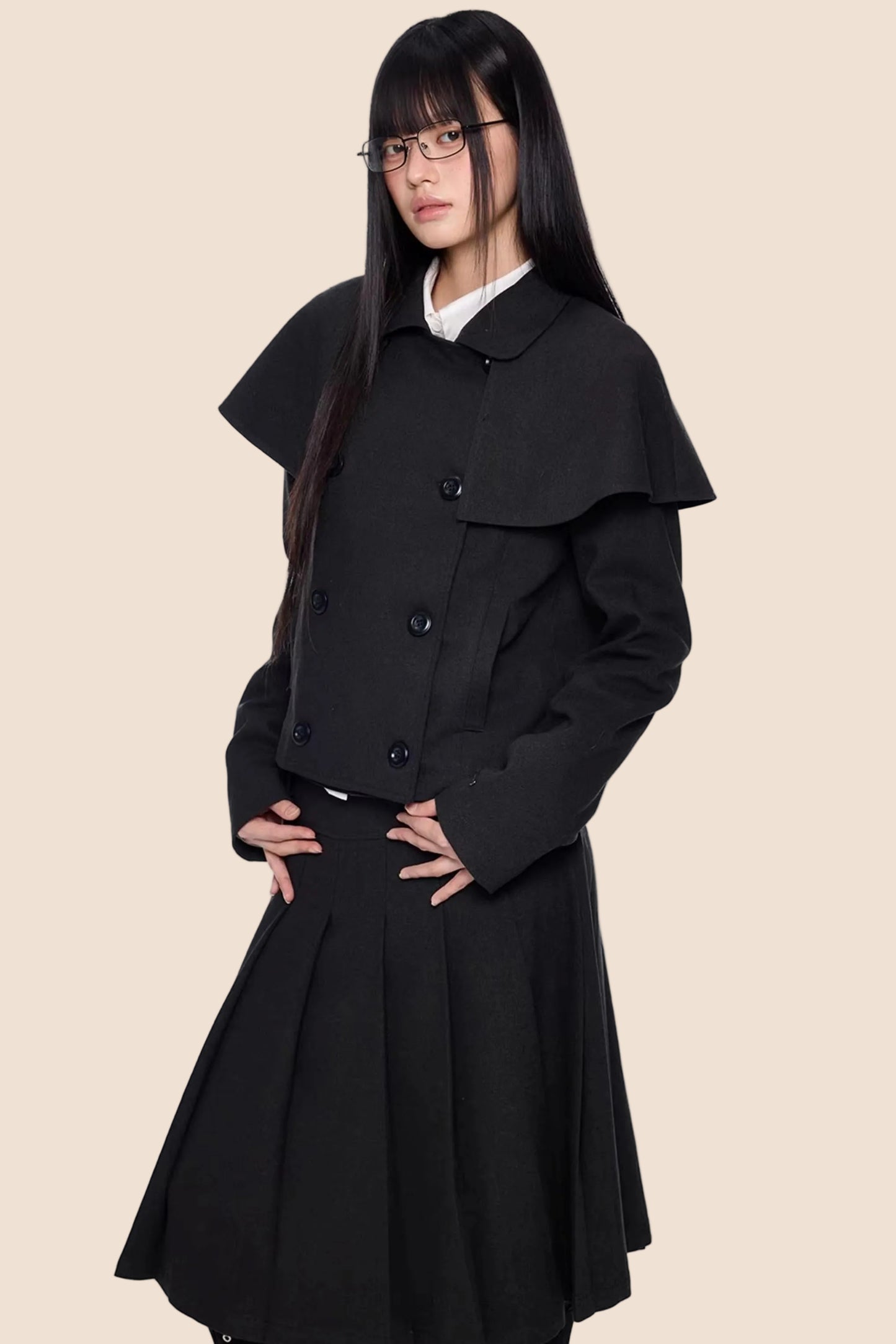 Doppelreihiger Cape-Mantel