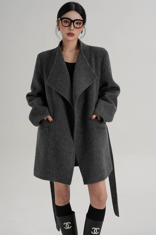 Elegant Wool Bathrobe Coat