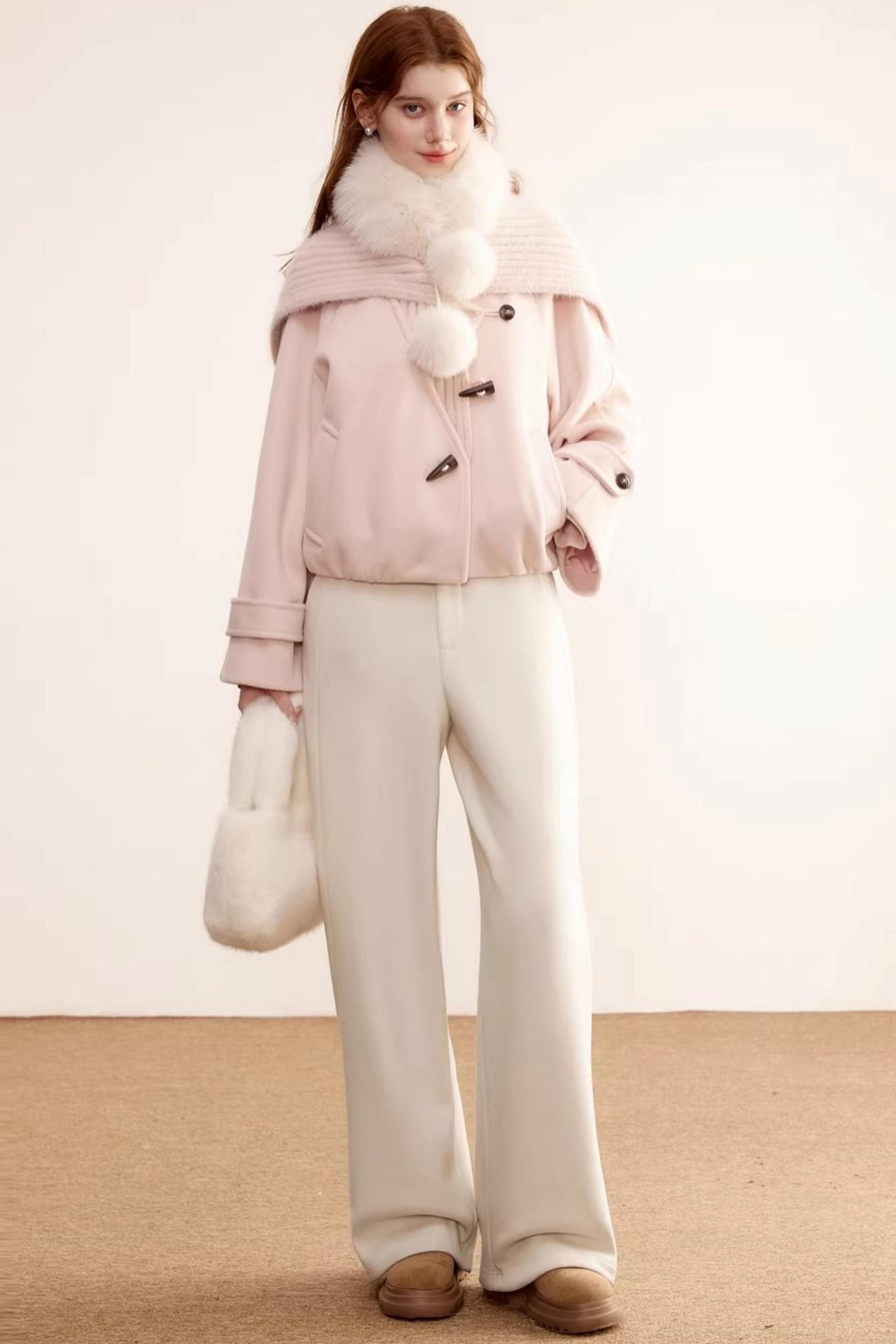 Woolen Short Shawl Collar Coat