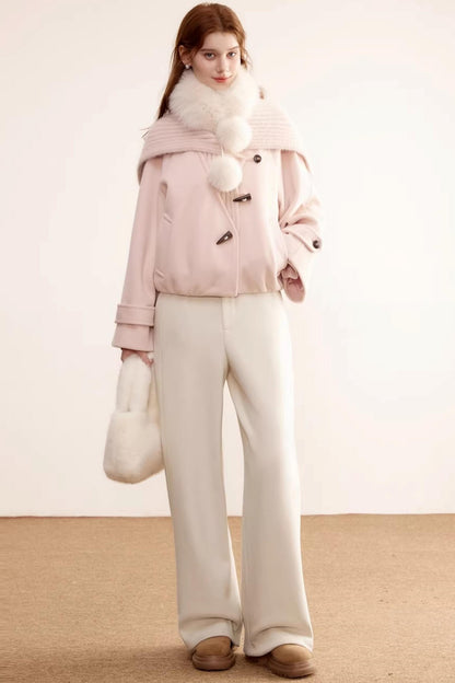 Woolen Short Shawl Collar Coat