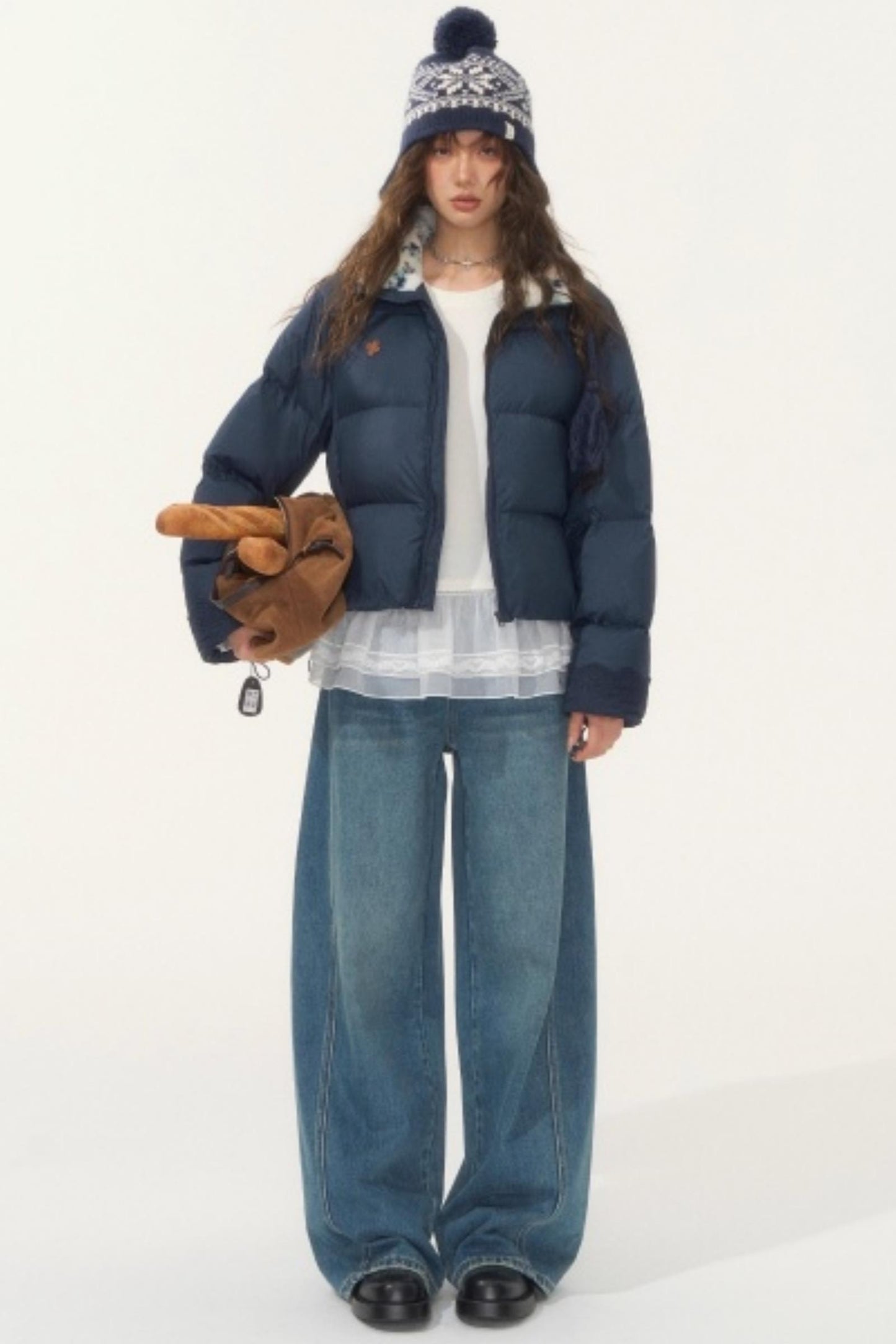 Fur Collar Patchwork Short down Jacket