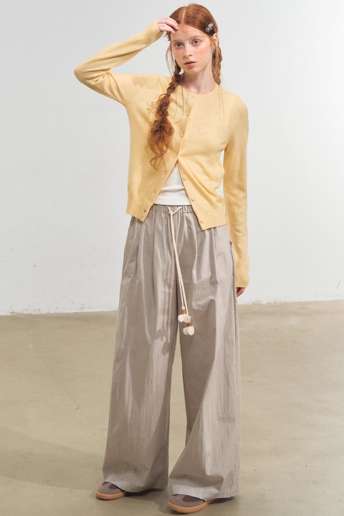 Wide-Leg Scimitar Pants