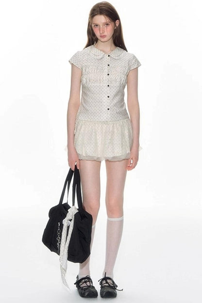 Nap Dot Mesh Culottes Set-Up