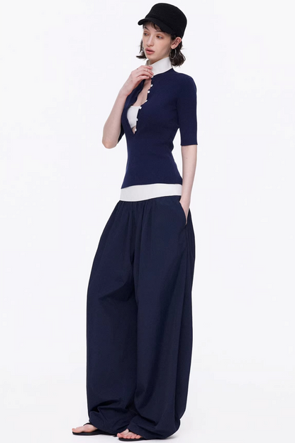 Lyocell Color-Blocked Knit Top