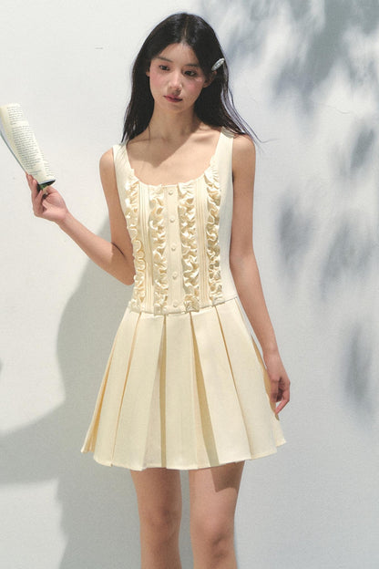 Summer Navy Pleated Dress