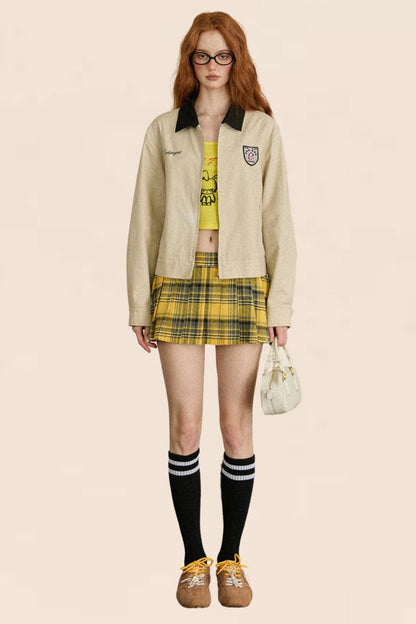 Retro College Jacket Two-Piece Set-Up