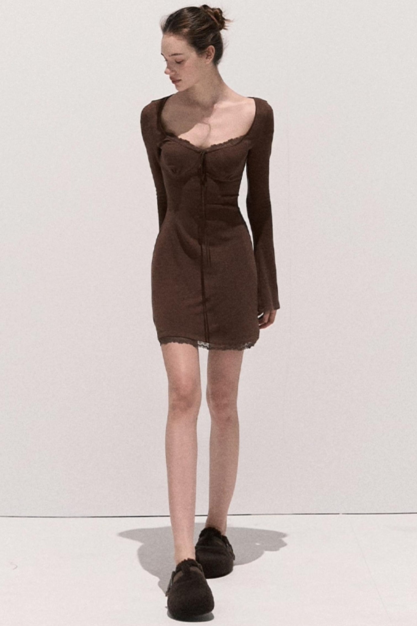 Lace Stitched Knit Waist Dress