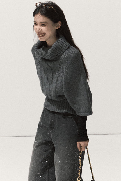 Retro Knit Twist Sweater