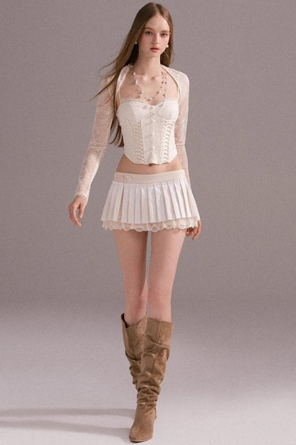 Hot Luxury Cropped Corset Two-Piece Lace Set-Up