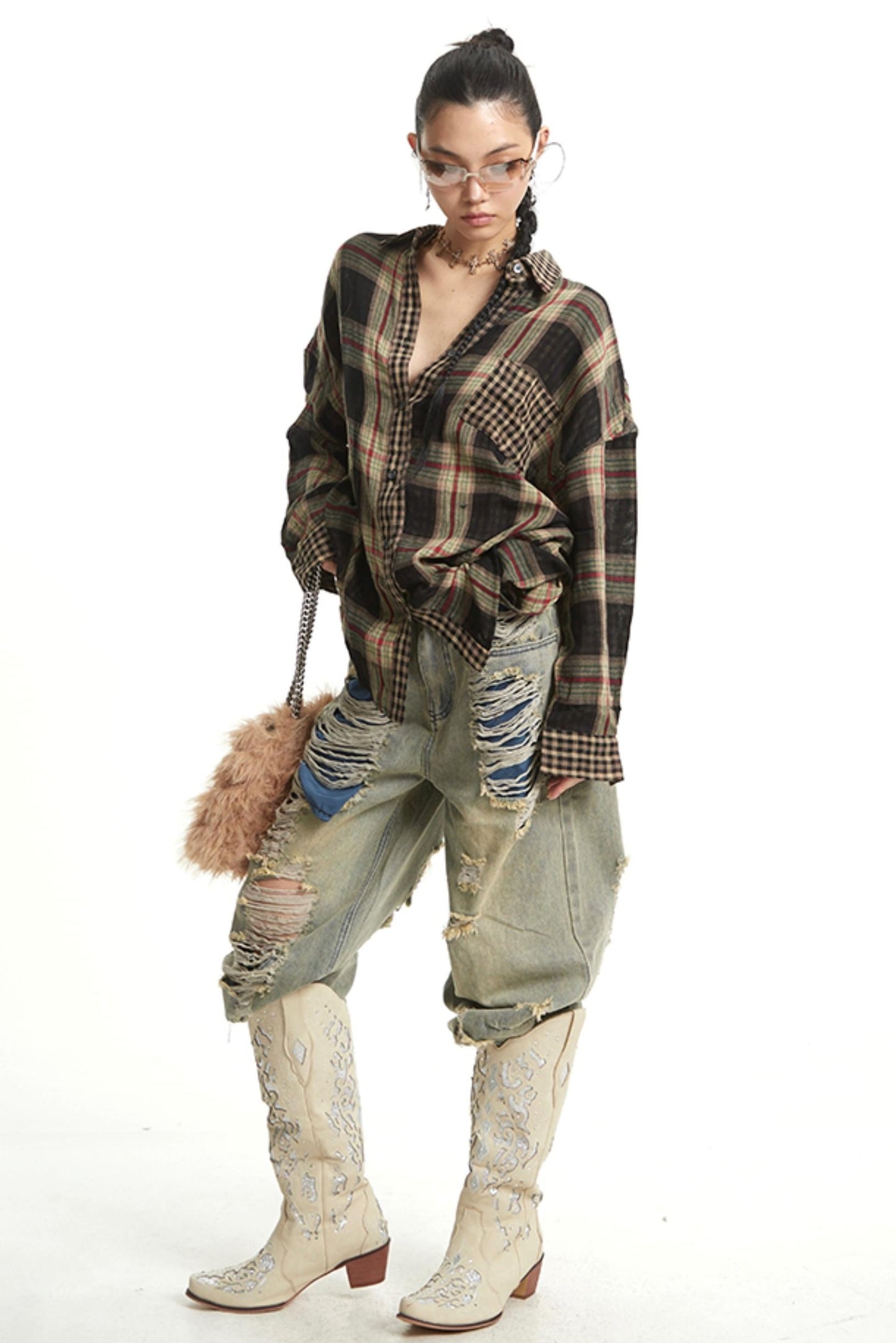 Retro Wide-Leg Denim Trousers