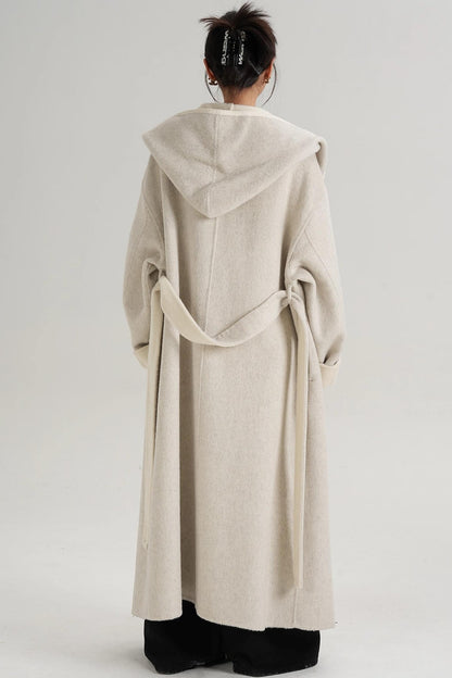 Temperament Hooded Wool Reversible Coat