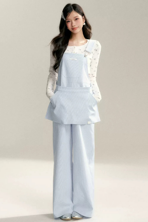 Striped Bib Jumpsuit Set