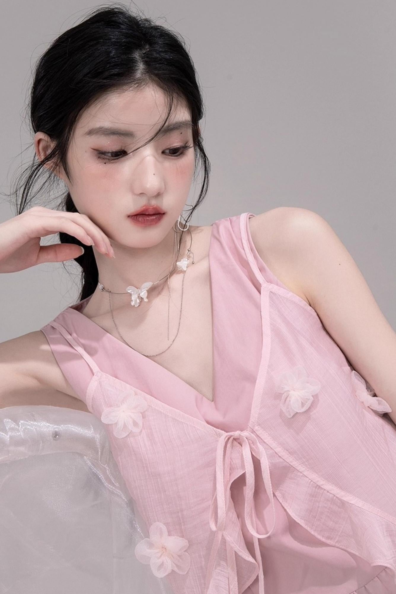 Romantic Blue Flower Cardigan Skirt Set