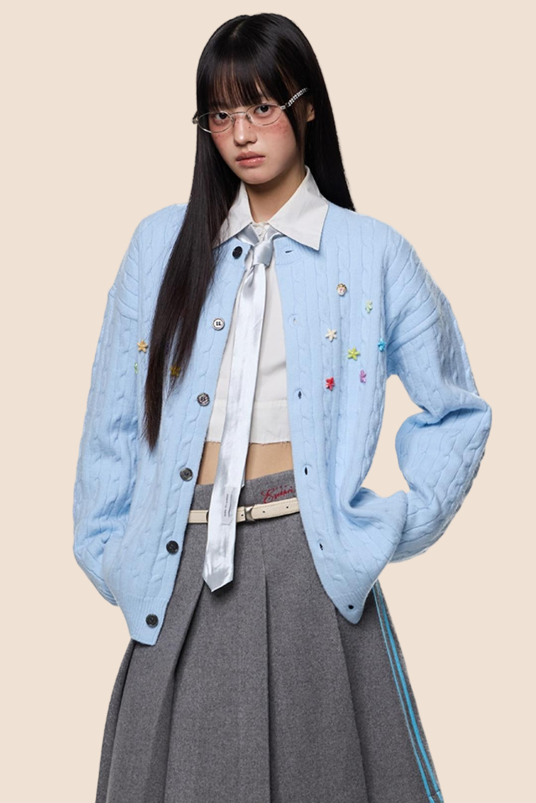 Studded Beaded Knit Cardigan