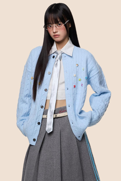 Studded Beaded Knit Cardigan