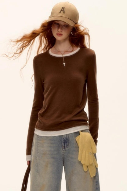Solid Knit Round-Neck Sweater