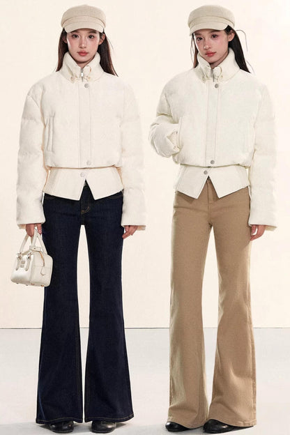 Velvet-Like Ruffle Trim Coat