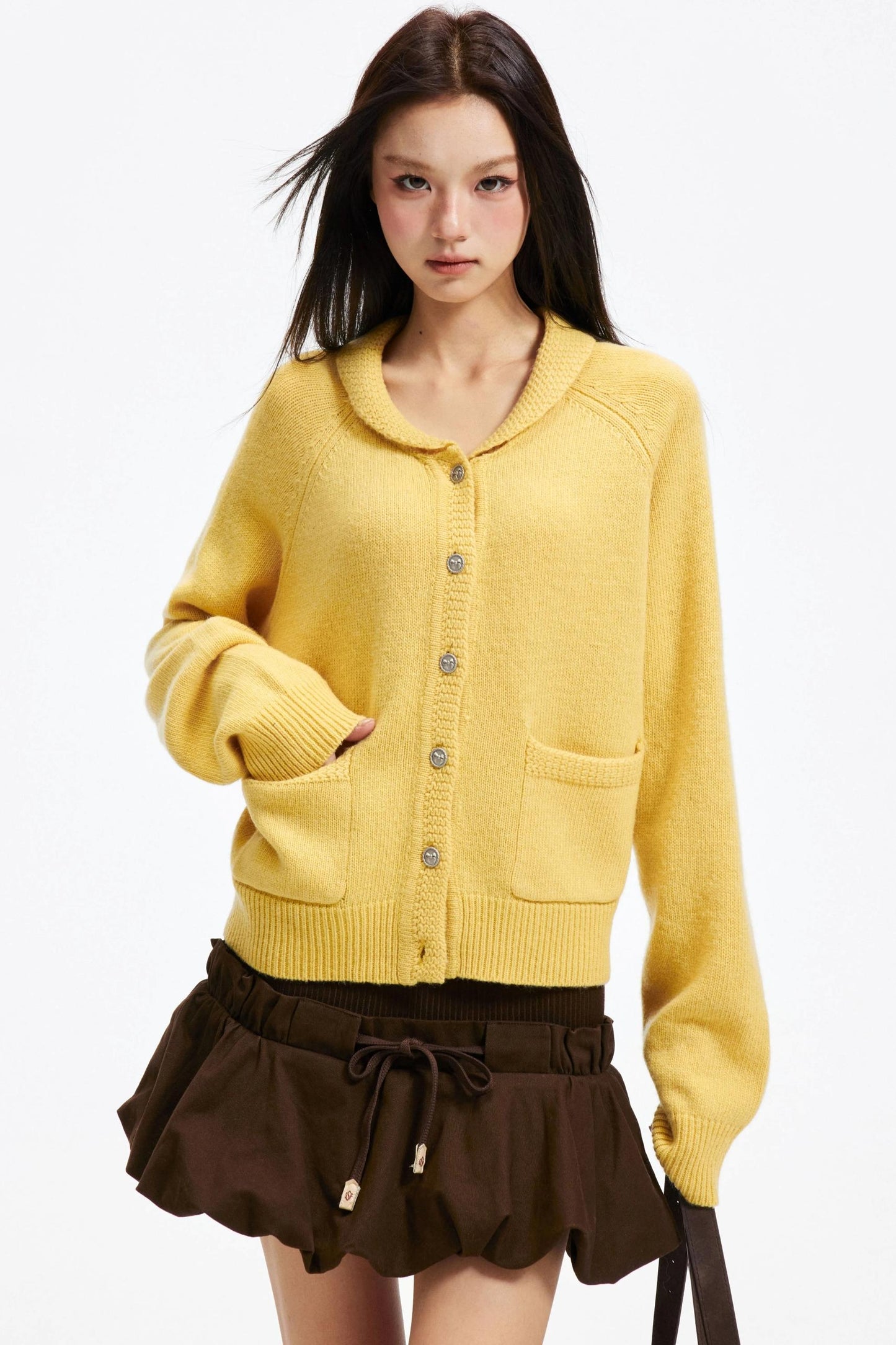 Pure Wool Raglan Cardigan