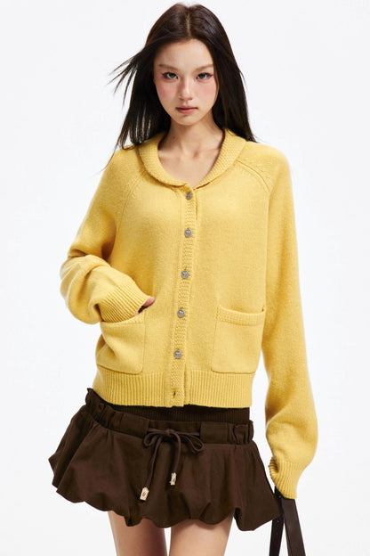 Pure Wool Raglan Cardigan