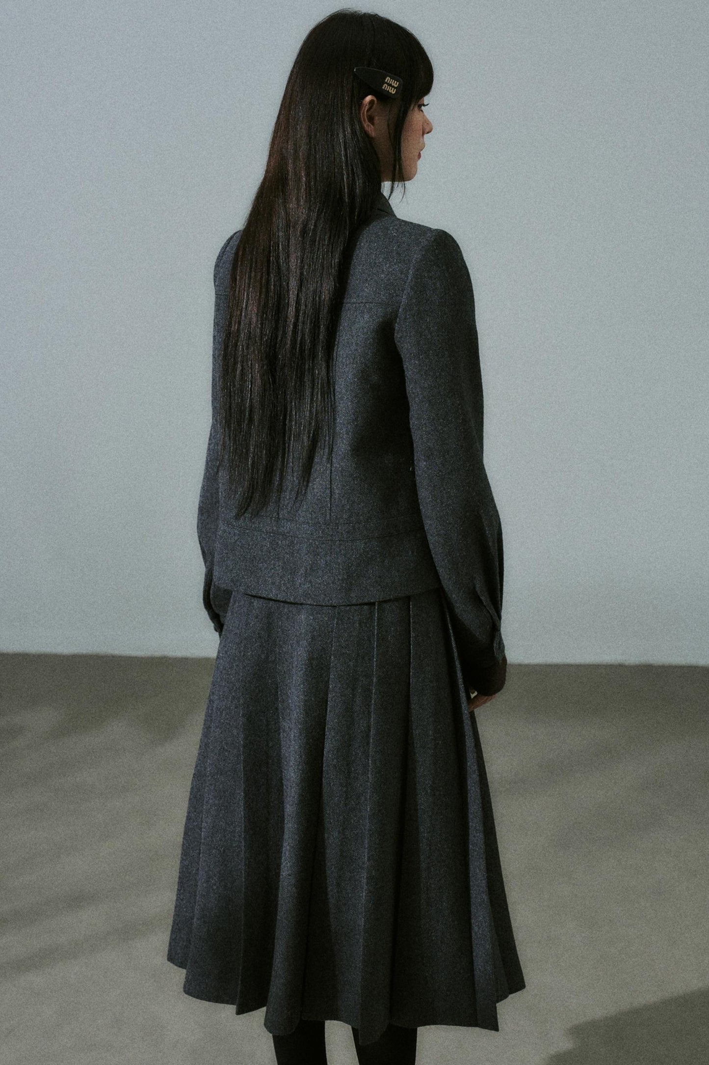 Wool Bow Tie Blazer Suit & Skirt Set-Up