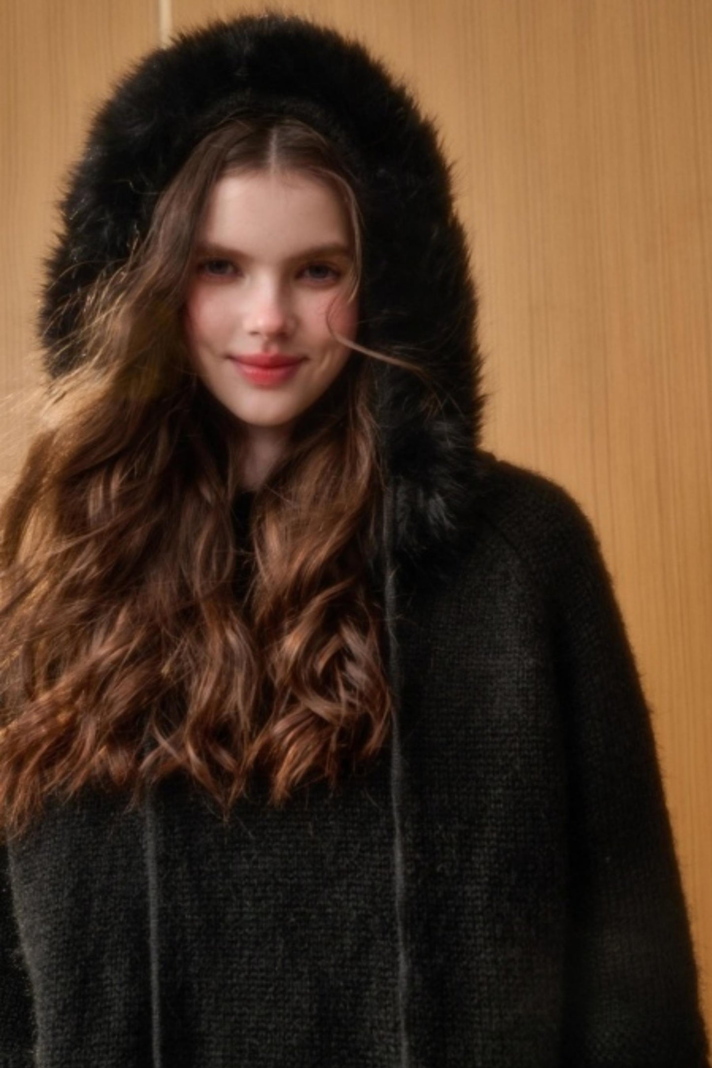 Hooded Wool Cape Dress