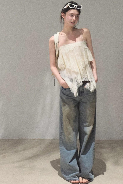 Vintage Hand-Painted Jeans Set