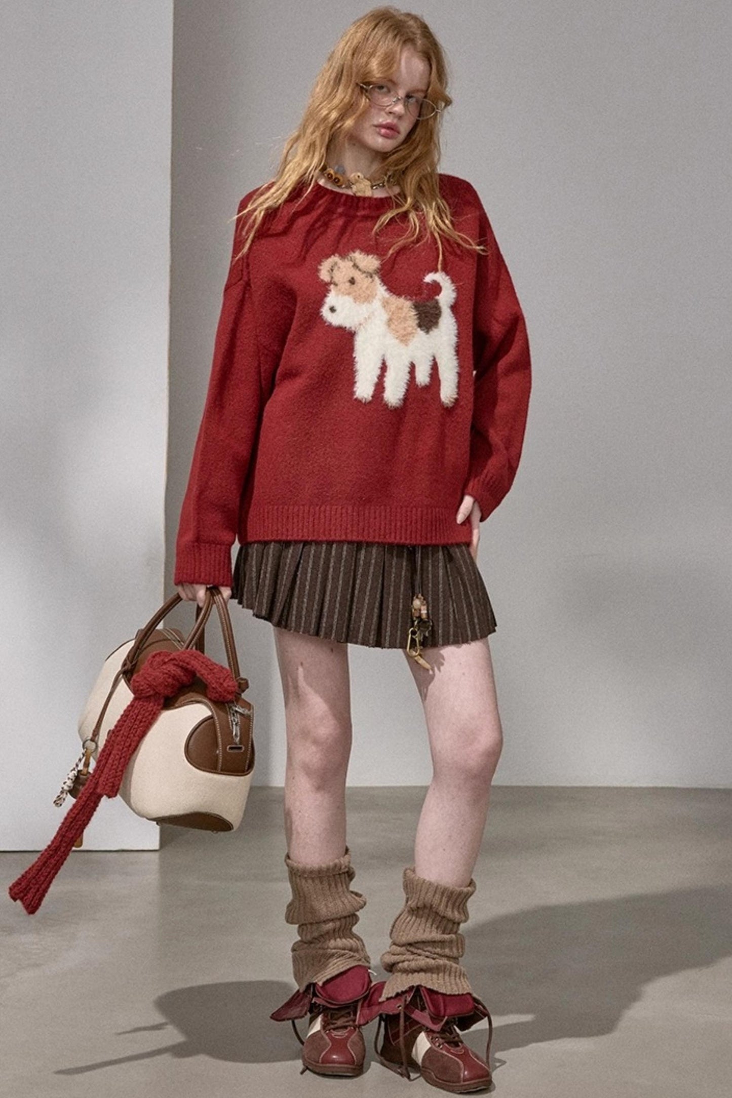 Puppy Jacquard Cloud Sweater