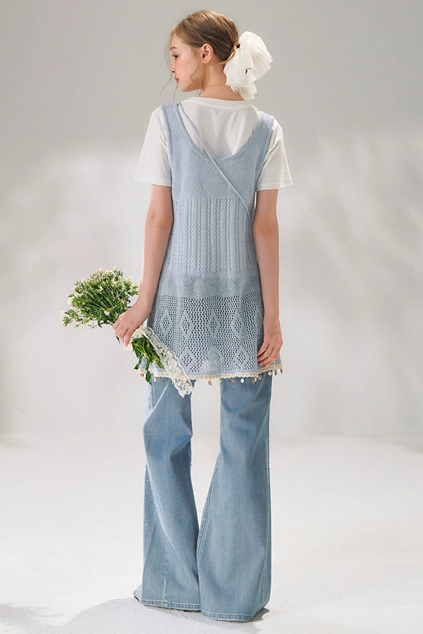 Shell Jacquard Knitted Vest Set