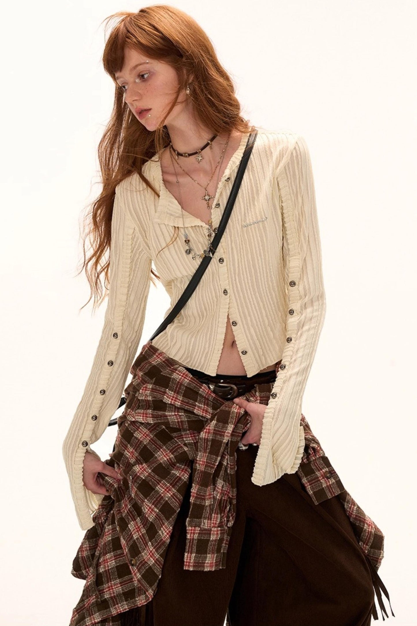 Striped Knit Multi-Button Cardigan