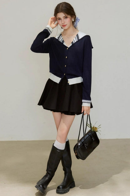 Ruffled Pleated A-Line Skirt