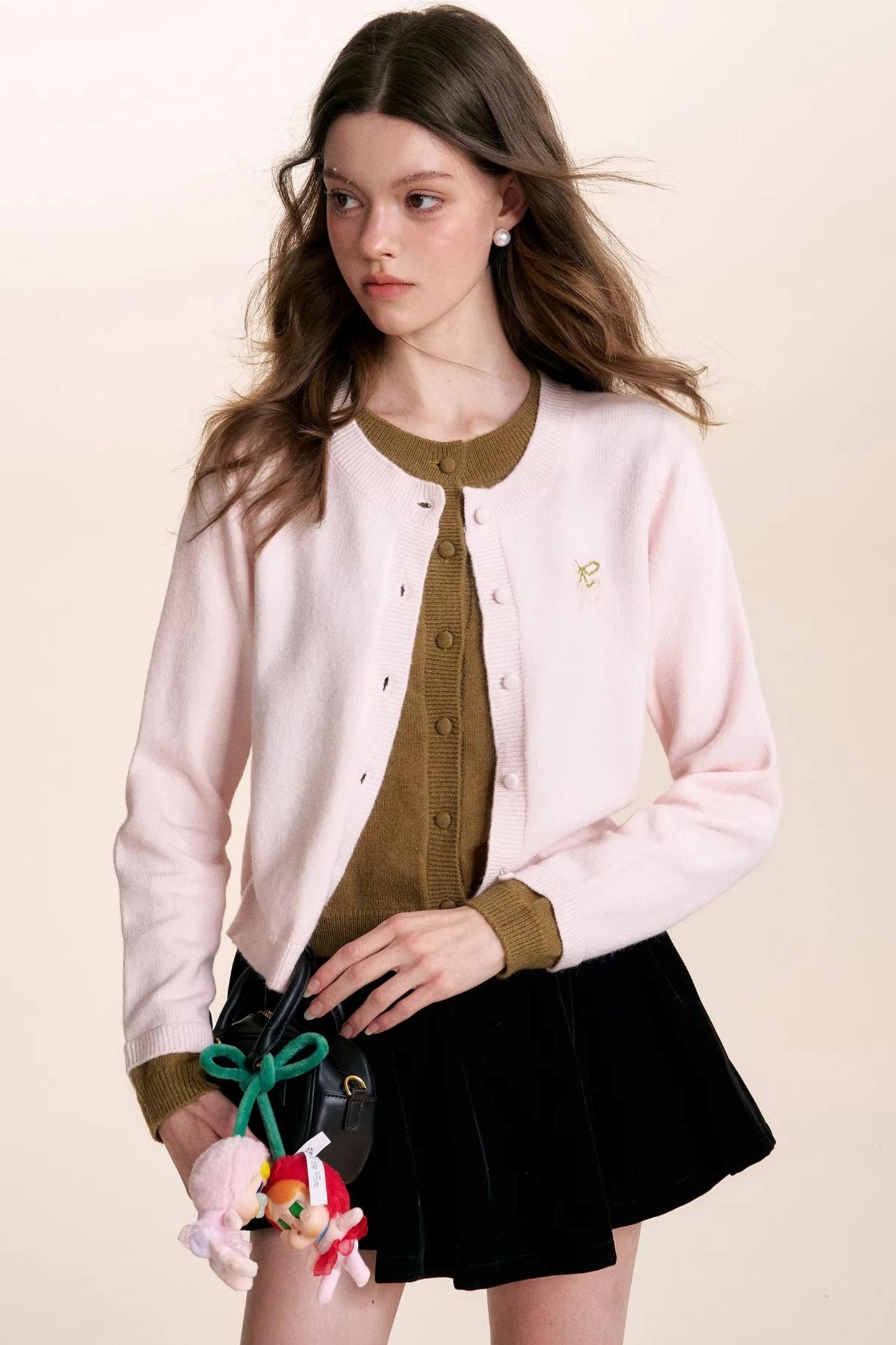 Wool Blend Color-Blocked Cardigan