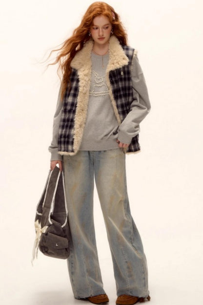 Blue Check Reversible Plaid Vest