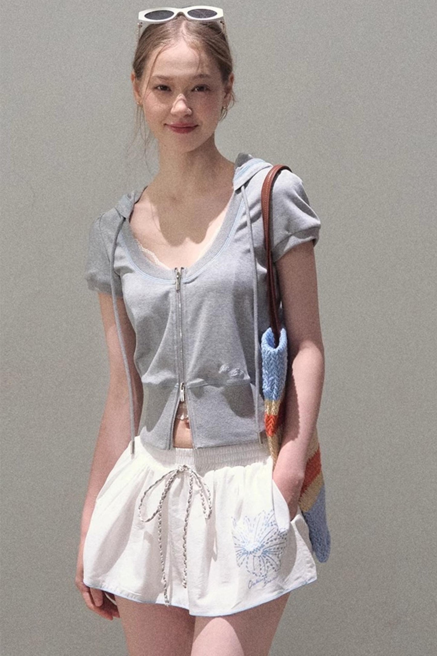 Color Block U-Neck Hooded Cardigan