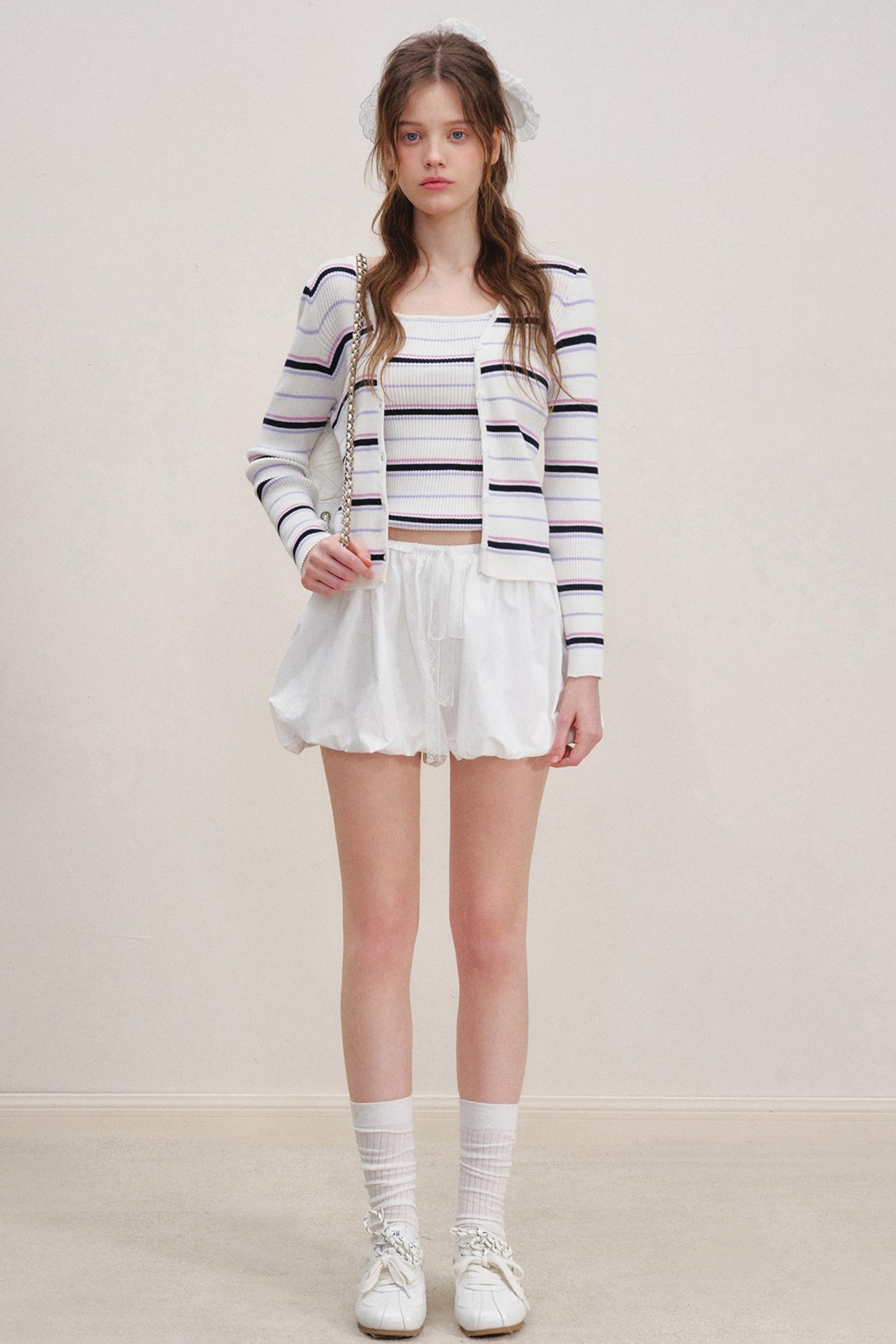 High-Waist Lace-Up Bubble Shorts