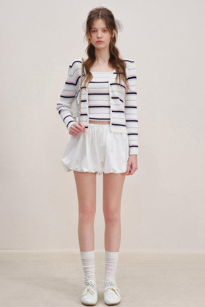 High-Waist Lace-Up Bubble Shorts