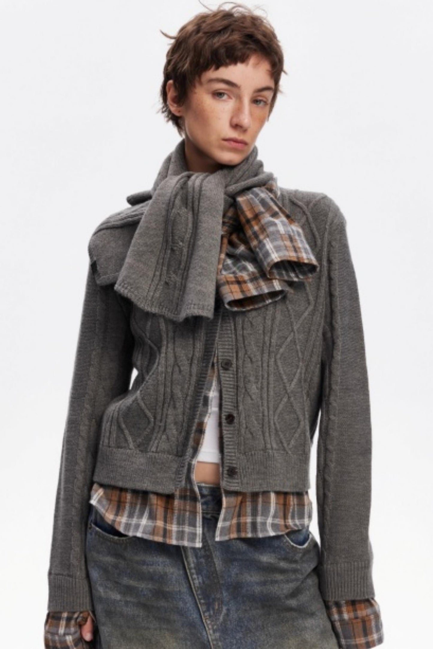 Wool Twist Cardigan Sweater Set-Up